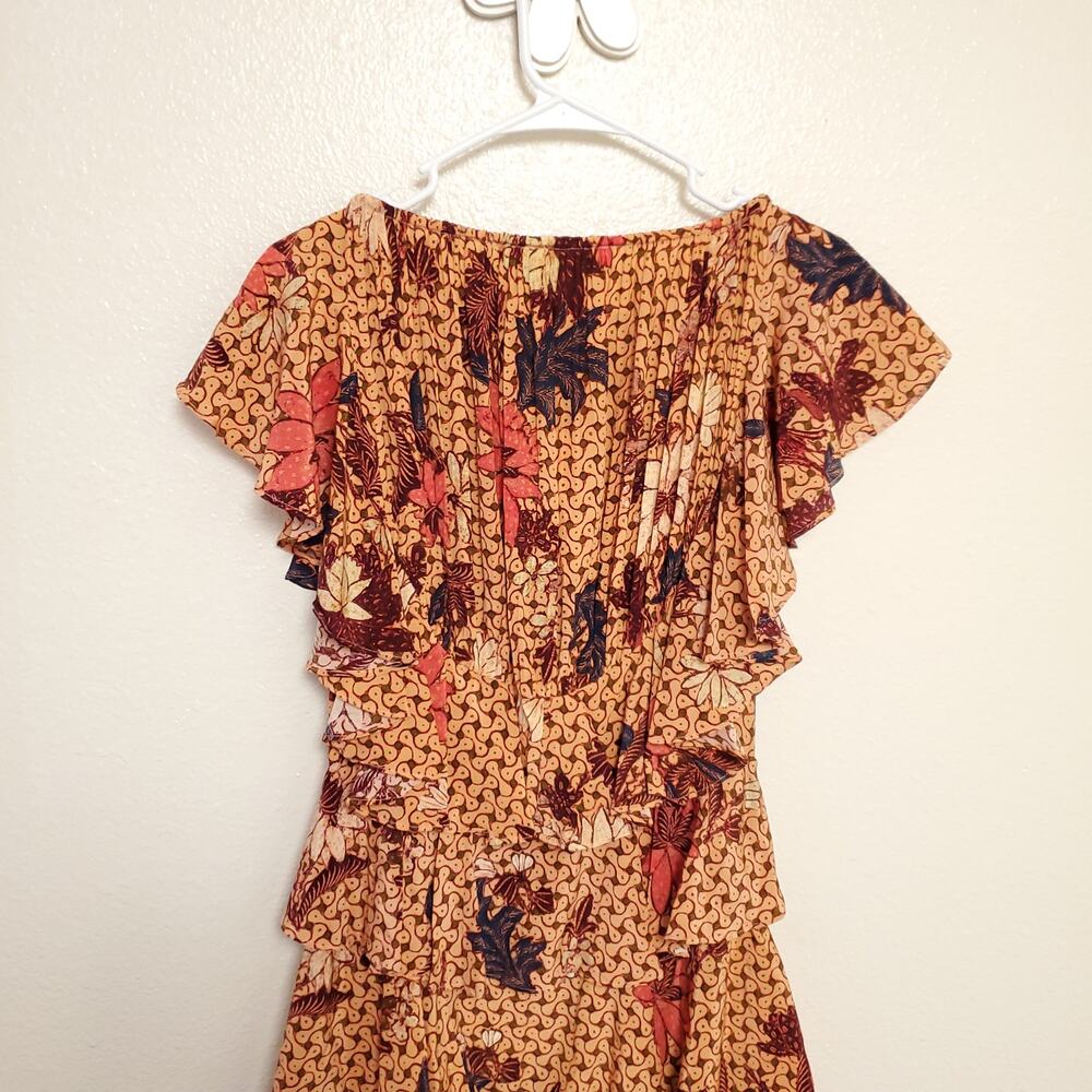 ULLA JOHNSON NWT 100% Silk Freja Ruffle Boho Maxi Dress In Garden Rose Gown Sz 4 - Picture 11 of 12